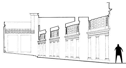 Vue en coupe de la galerie du palais Spada de Borromini.